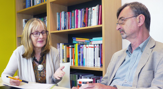 Linda Jotham and Neal Sumner taking part in a peer review